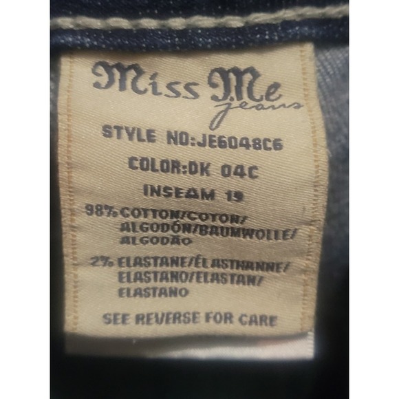 MISS ME Denim Women's 29 JE048C6 Crop Embroidered Thick Stitch Blue Jeans - Picture 9 of 15